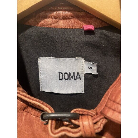 Doma Womens Leather Jacket Distressed Color Block 2 Tone Brown Black Moto Coat S - Picture 4 of 8